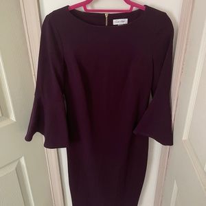 Dark Purple Calvin Klein 3/4 Sleeve Dress